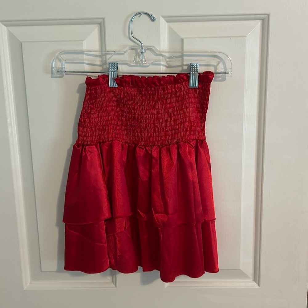 red ruffle skirt